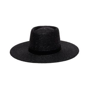 Wyeth Everly Straw Boater Hat, Black